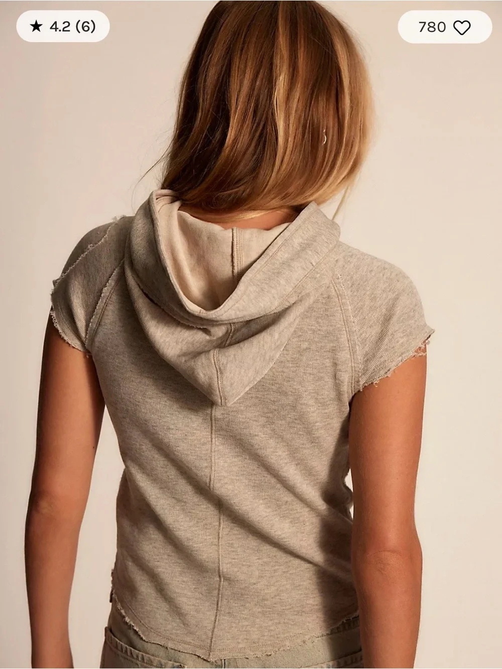 Free People We The Free Austin Shrunken Short Sleeve Hoodie. NWT. Heather grey